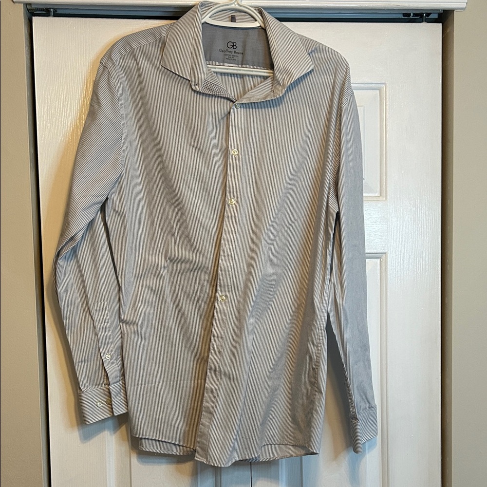Geoffrey Beene Men's Gray Striped Dress Shirt
